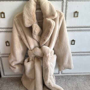 New fun faux fur knee length coat!!